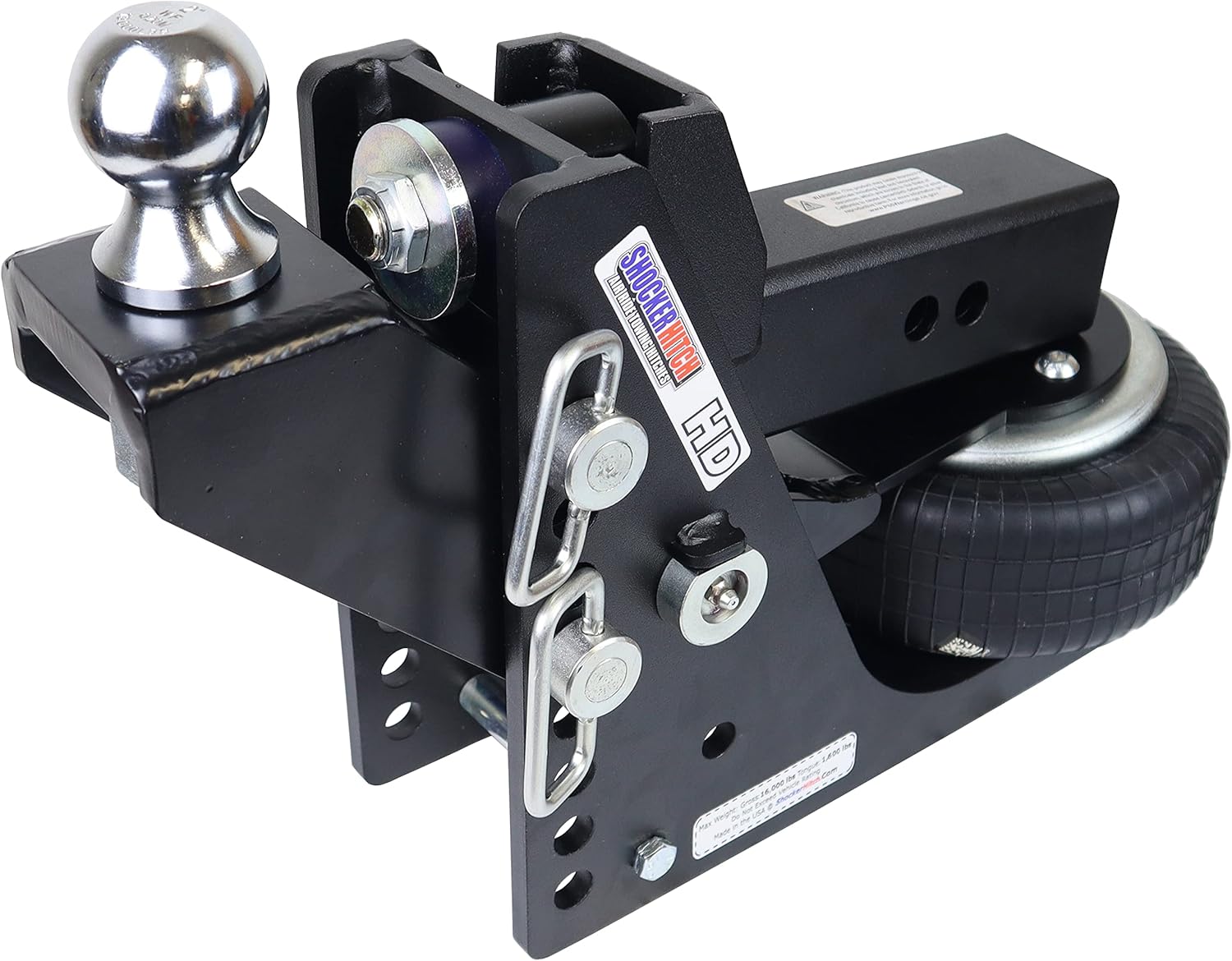 Shocker HD Max Black Air Hitch & Raised Ball Mount (+2