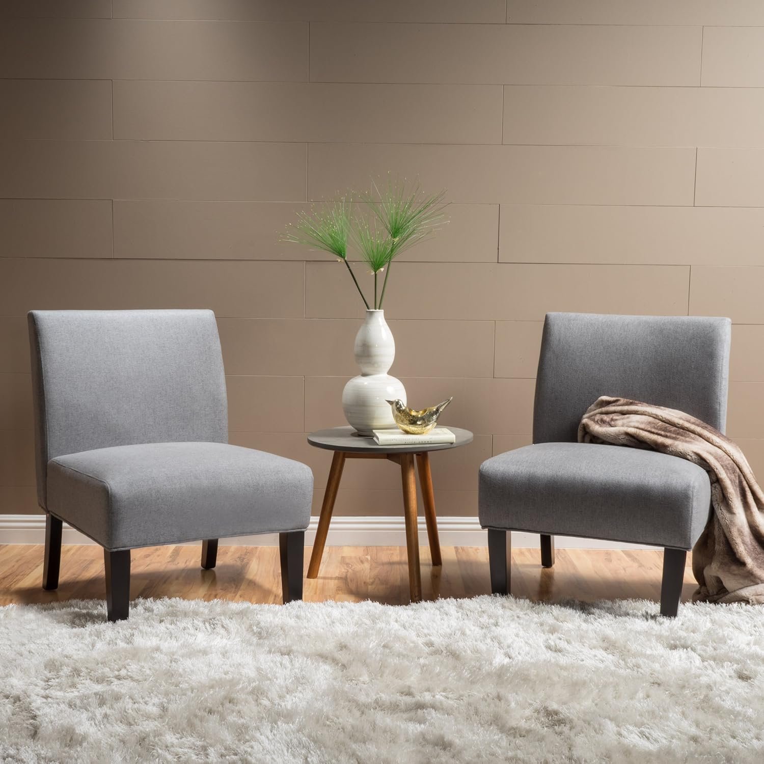 Christopher Knight Home Kendal Grey Fabric Accent Chair (Set of 2), Two