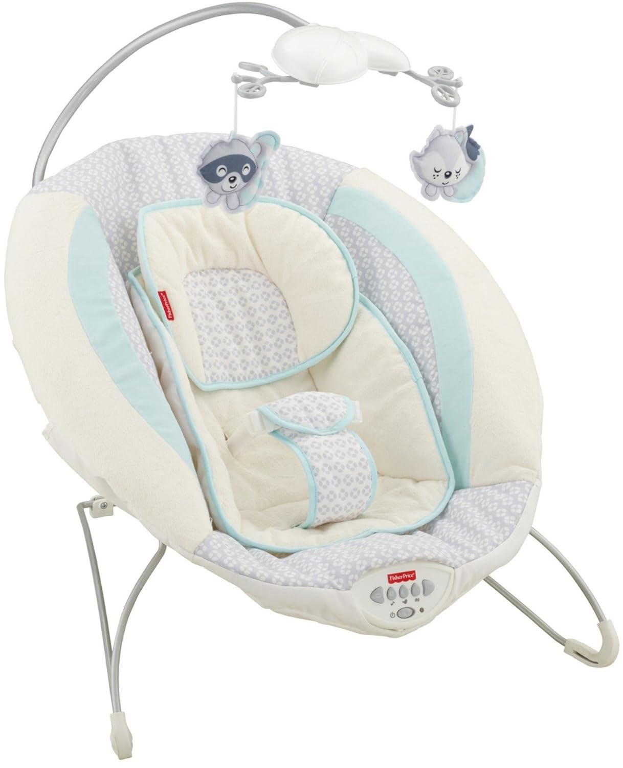 Fisher-Price Sweet Snugapuppy Deluxe Bouncer, Portable Bouncing Baby Seat with Overhead Mobile, Music and Calming Vibrations, White Pack of 2