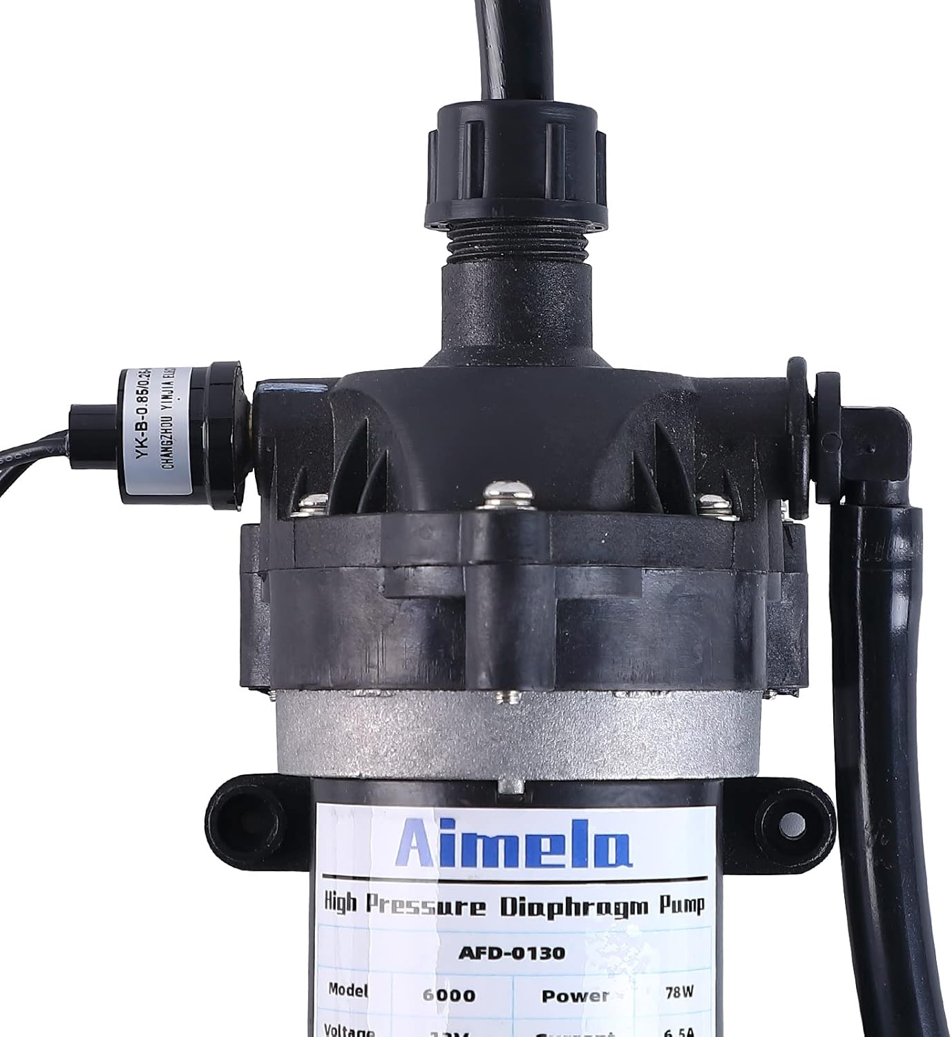 Aimela Self Priming Water Pump,12V Water Pressure Diaphragm Pump for RV Caravan Marine Yacht (6000)