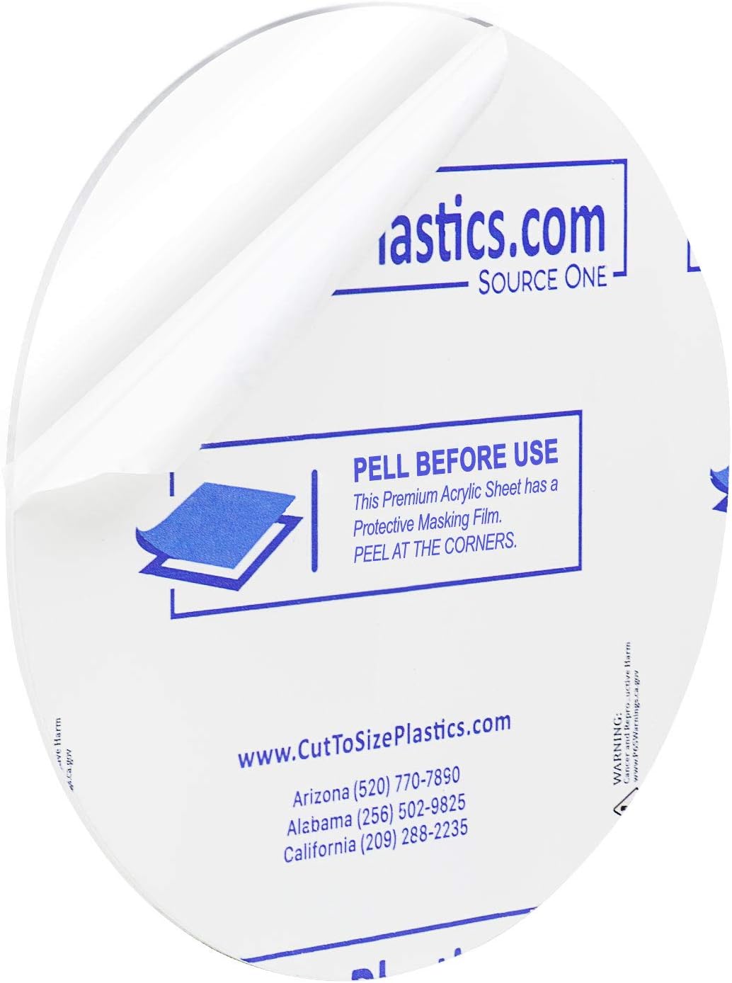 SOURCEONE.ORG Clear Acrylic Plexiglass Lucite Circle Round Disc Every Thickness and Diameter Available