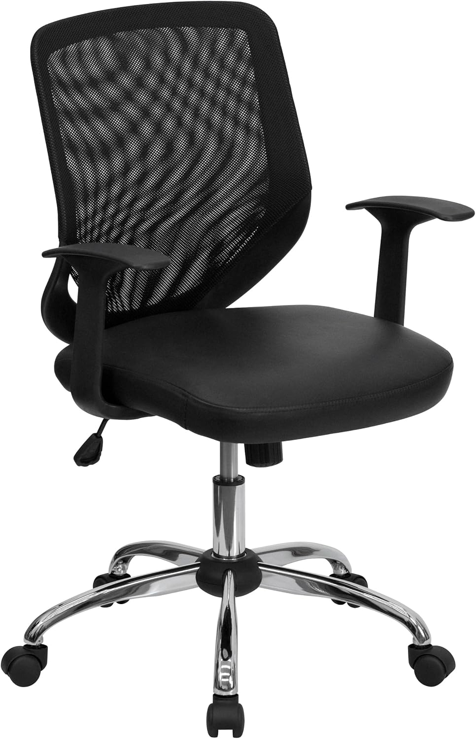 Flash Furniture Mid-Back Black Mesh Tapered Back Swivel Task Office Chair with Chrome Base and T-Arms