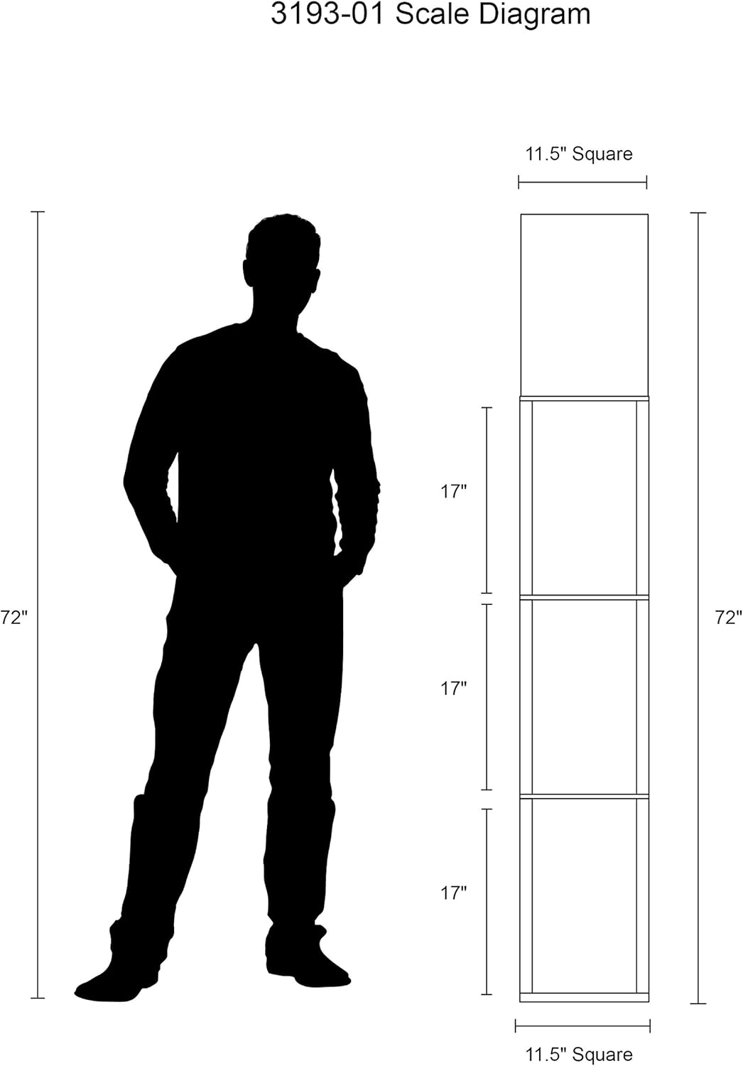 Adesso 3193-01 Titan Tall Shelf Floor Lamp, 72 in, 150W Incandescent/equiv. CFL, Black PVC Veneer on MDF, 1 Floor Lamp