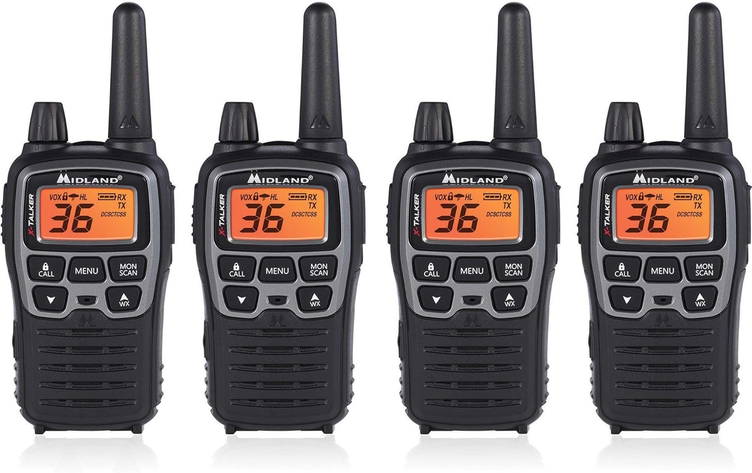 Midland - X-TALKER T71VP3, 36 Channel FRS Two-Way Radio - Up to 38 Mile Range Walkie Talkie, 121 Privacy Codes, & NOAA Weather Scan + Alert (Pair Pack) (Black/Silver) Pack of 2