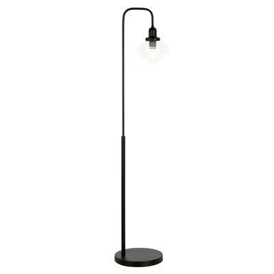 Candleick 62x22 Arched Floor Lamp Corrigan Studio Base Finish: Blackened Bronze, Shade Color: Clear