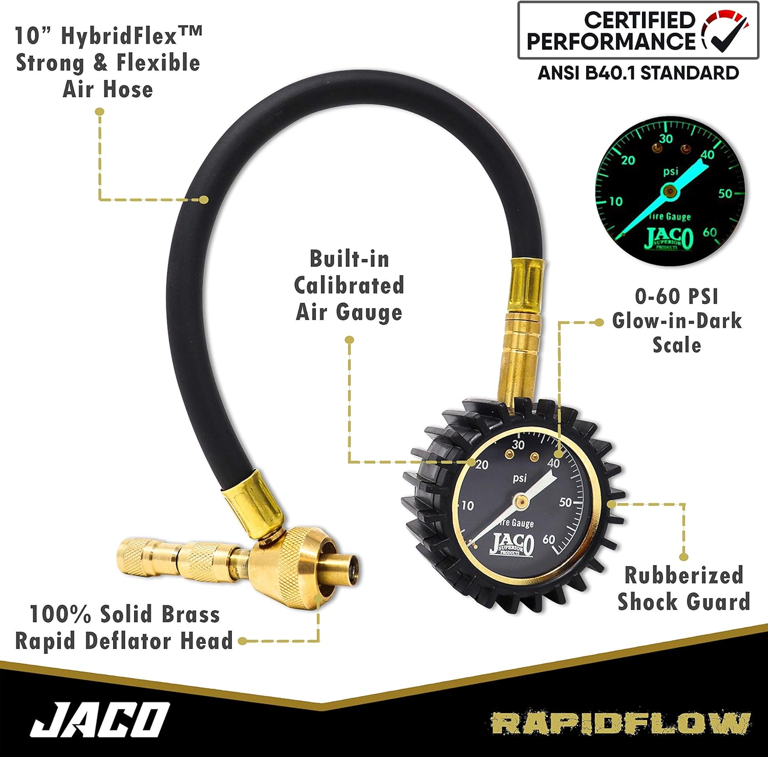JACO RapidFlow Tire Deflator with Gauge (0-60 PSI) | Rapid 4x4 Off Road Air Down Kit