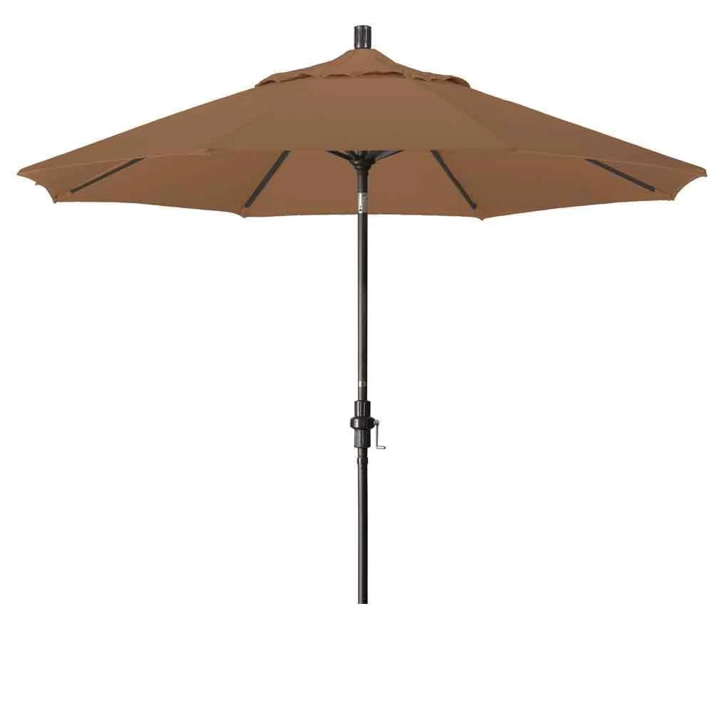 California Umbrella 9 ft. Sunbrella Aluminum Single Vent Tilt Market Umbrella, Black