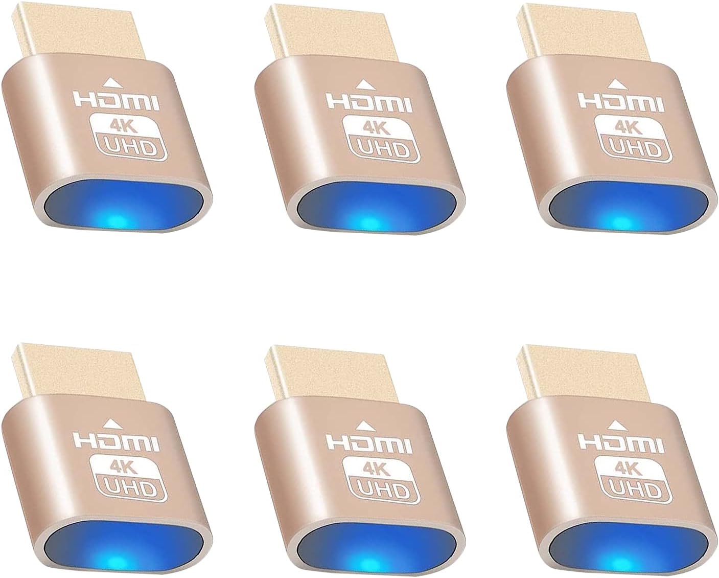 4K HDMI Dummy Plug, Headless Ghost Display Emulator,[3840x2160@60Hz New Generation],High Resolution Virtual Monitor Display Adapter Headless for Mining, Compatible with Windows Mac OSX-6 Packs