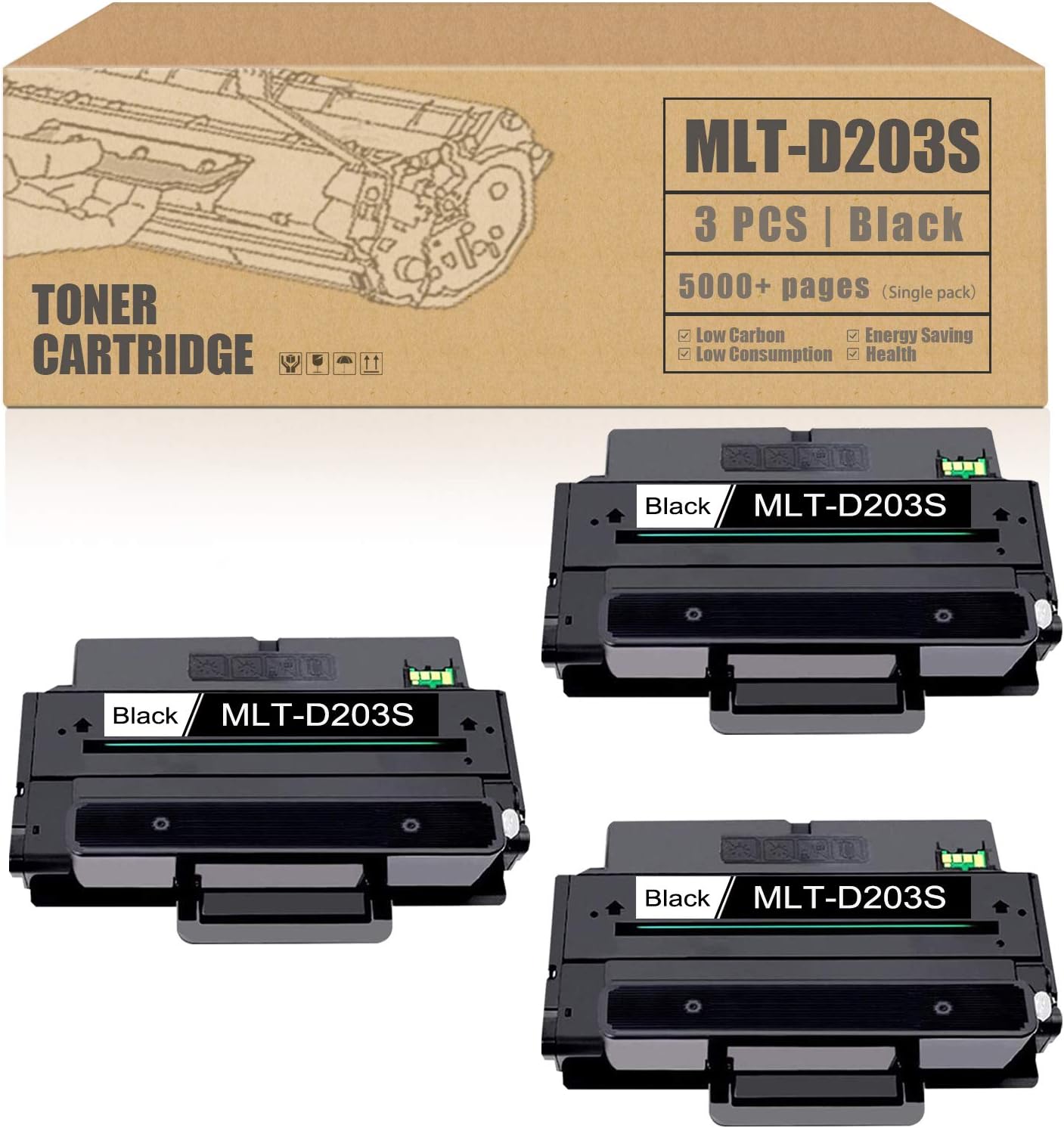 MLT-D203S [3 Pack,Black] Compatible Toner Cartridge Replacement for ProXpress M3370FD M3870FW M4070FR M3320ND M3820DW M4020ND Toner Cartridge.