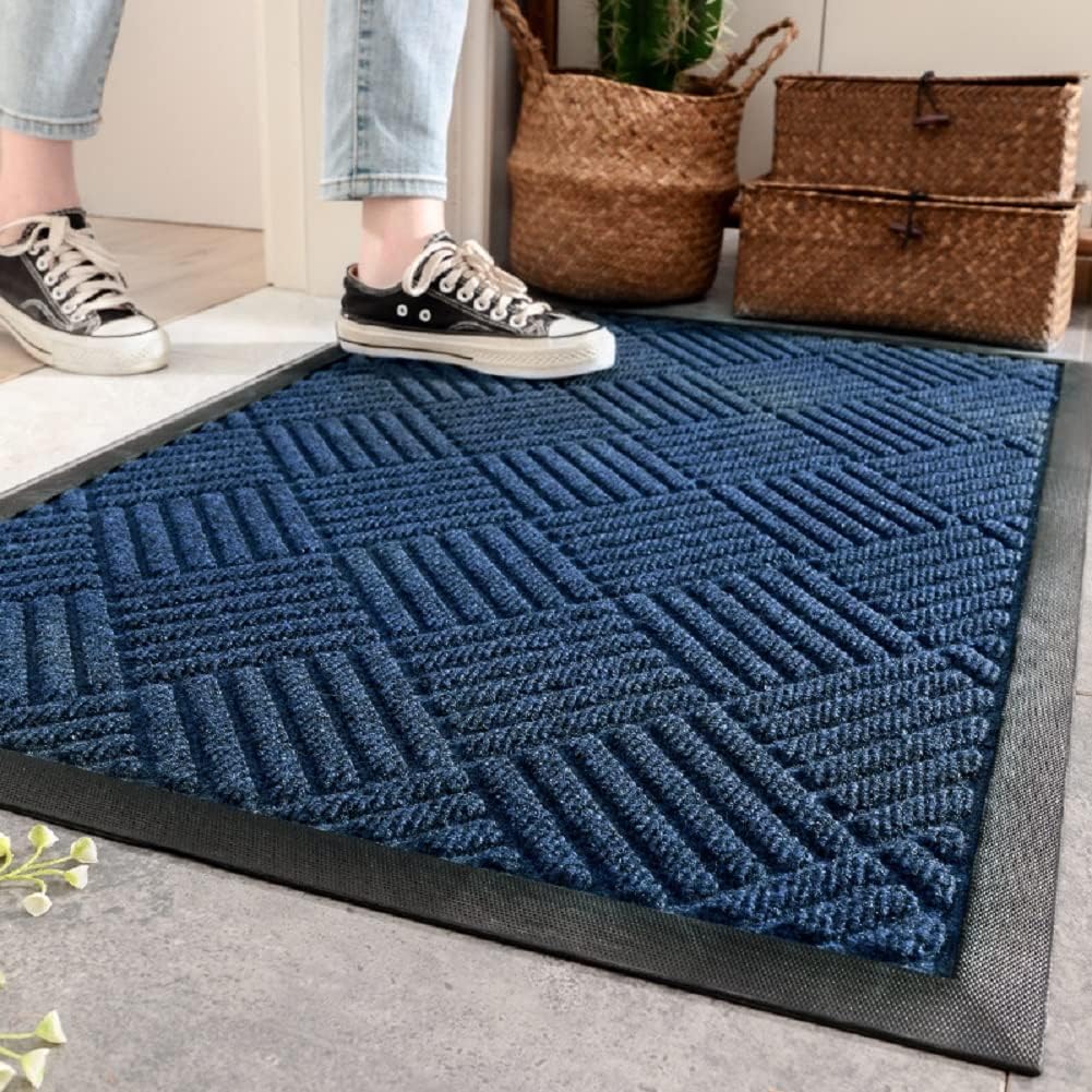 DZHOMFCOG Indoor Mat Door Mat Heavy Duty Non Slip Rubber Backing Doormat Entrance Low-Profile Rug Trap Dirt for Front Door, Entry, Garage, Patio, High Traffic Areas, Areas Rug,24&times;36 in, Grey
