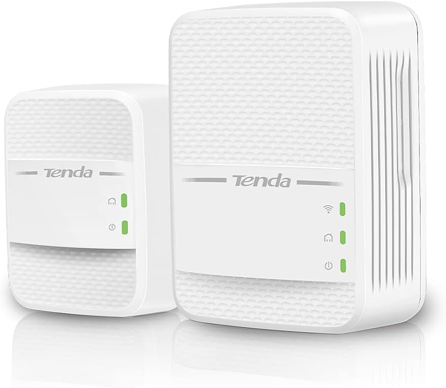 Tenda Powerline WiFi Extender (AV1000) - Powerline Adapter with Dual Band WiFi, Gigabit Port, Plug & Play, Power Saving, Ideal for Smart TV, Online Gaming (PH10) Pack of 2