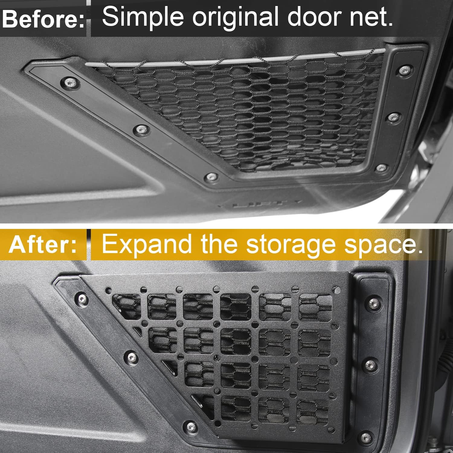 KUNIST for Ford Bronco Accessories 2022 2021 Front Door Panel Pocket Manganese Steel Storage Box Door Side Expand Organizer (2pcs)