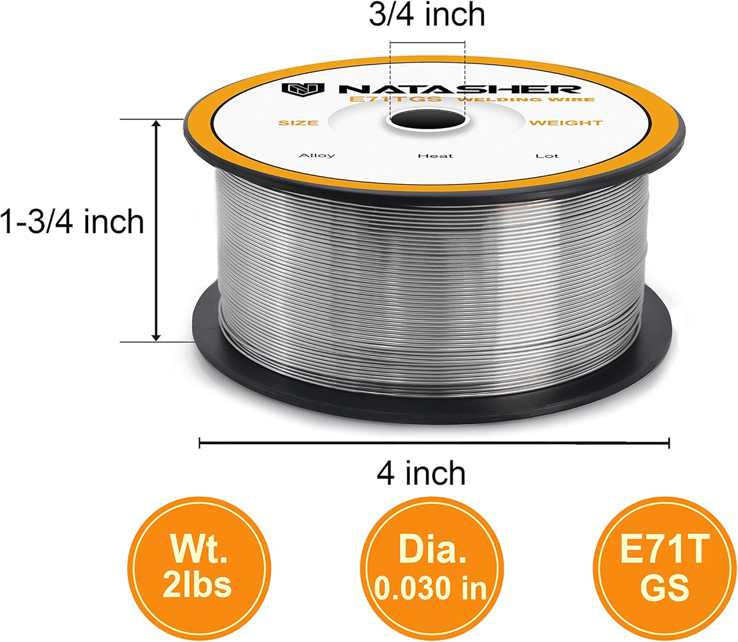 Natasher Flux Core Welding Wire, Mild Steel E71TGS.030-Diameter, 2-Pound Spool Carbon Steel Gasless Flux Cored Mig Wire Pack of 2