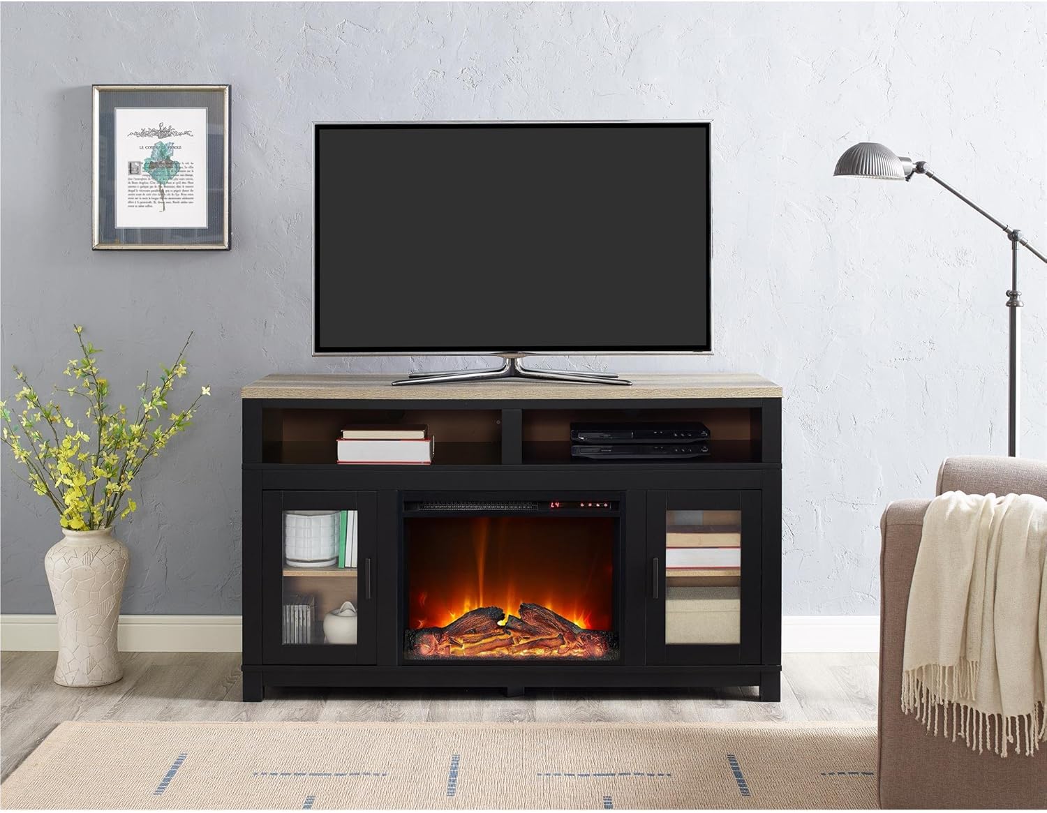 Ameriwood Home Carver Electric Fireplace TV Stand for TVs up to 60