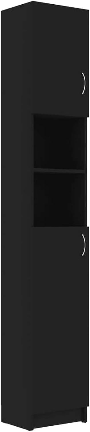 Tidyard Bathroom Cabinet with 2 Doors Cabinet and Shelves Chipboard Tall Storage Organizer Linen Tower Display Stand Black for Living Room, Bathroom Home Furniture 12.6 x 10 x 74.8 Inches (W x D x H)