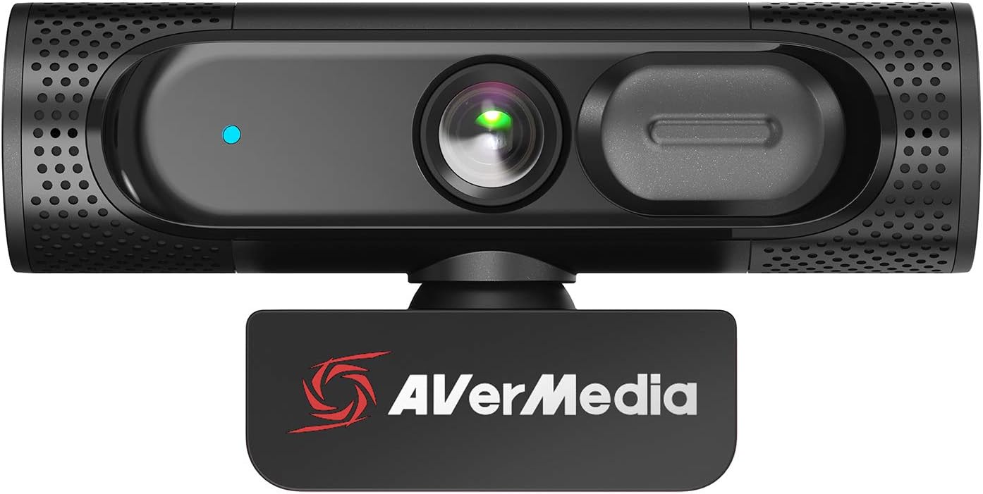 AVerMedia PW315 Full HD 1080p 60fps Streaming Webcam, 95° Ultra Wide Angle, USB Plug & Play, Privacy Shutter, Perfect for Gaming, Live Streaming, Video conferencing, Virtual Meeting