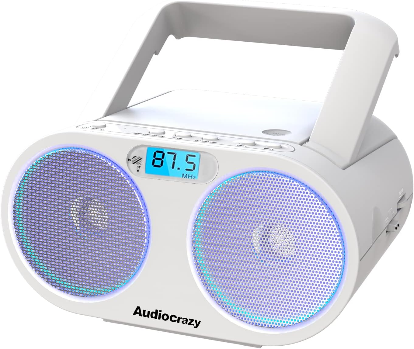 CD Boombox with AM/FM Stereo Radio CD-R/CD-RW Compatible, CD Player with Remote Control,Wireless Streaming/TF Port/USB Drive, LED Display, AUX in, Headphone Jack,Top Loading CD Boombox (White) Pack of 2