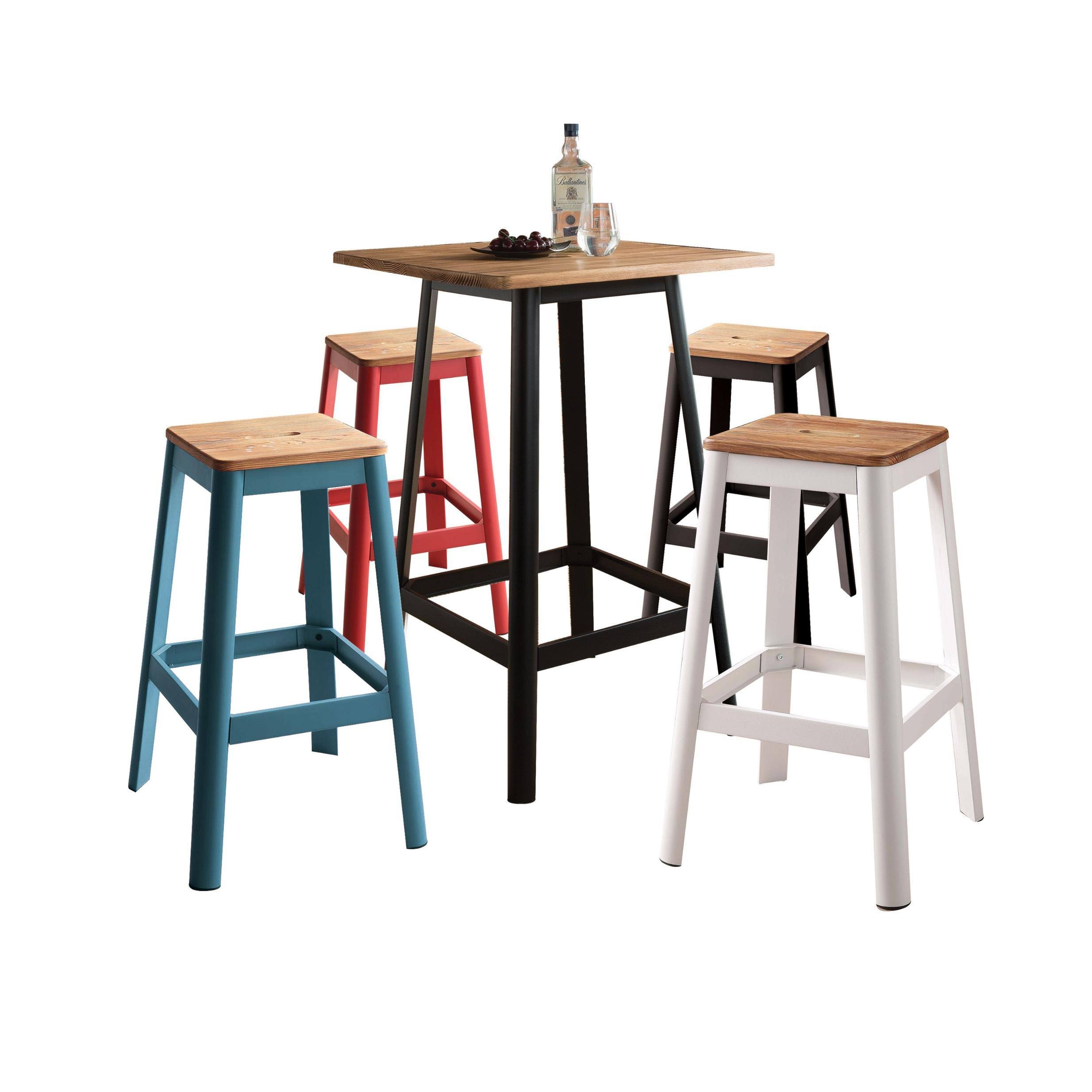 28x22 x 28x22 x 41x22 Natural u0026 Black Wood Bar Table