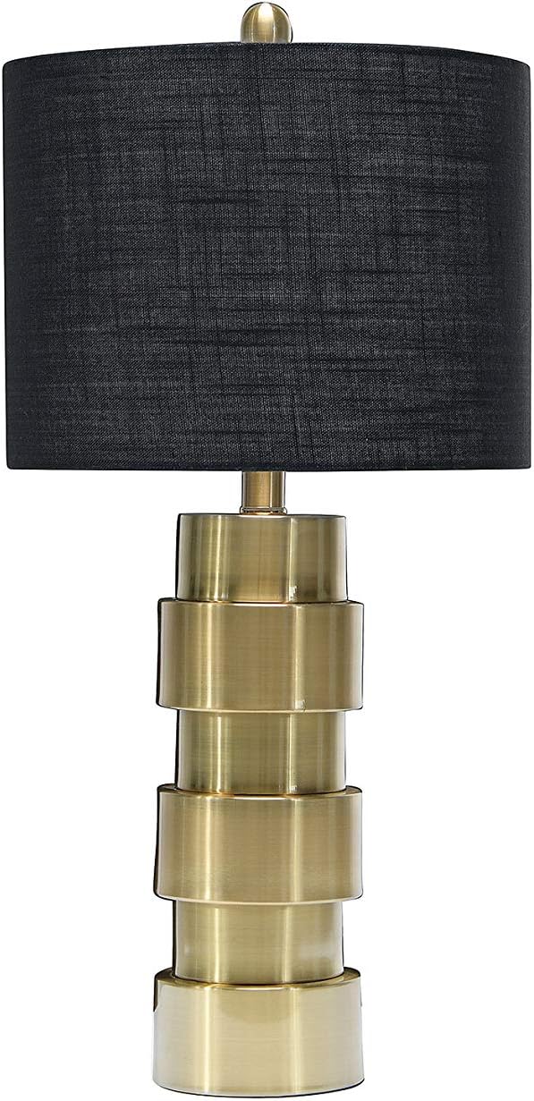 Creative Co-Op Brass Metal Stacked Column Table Lamp, Gold
