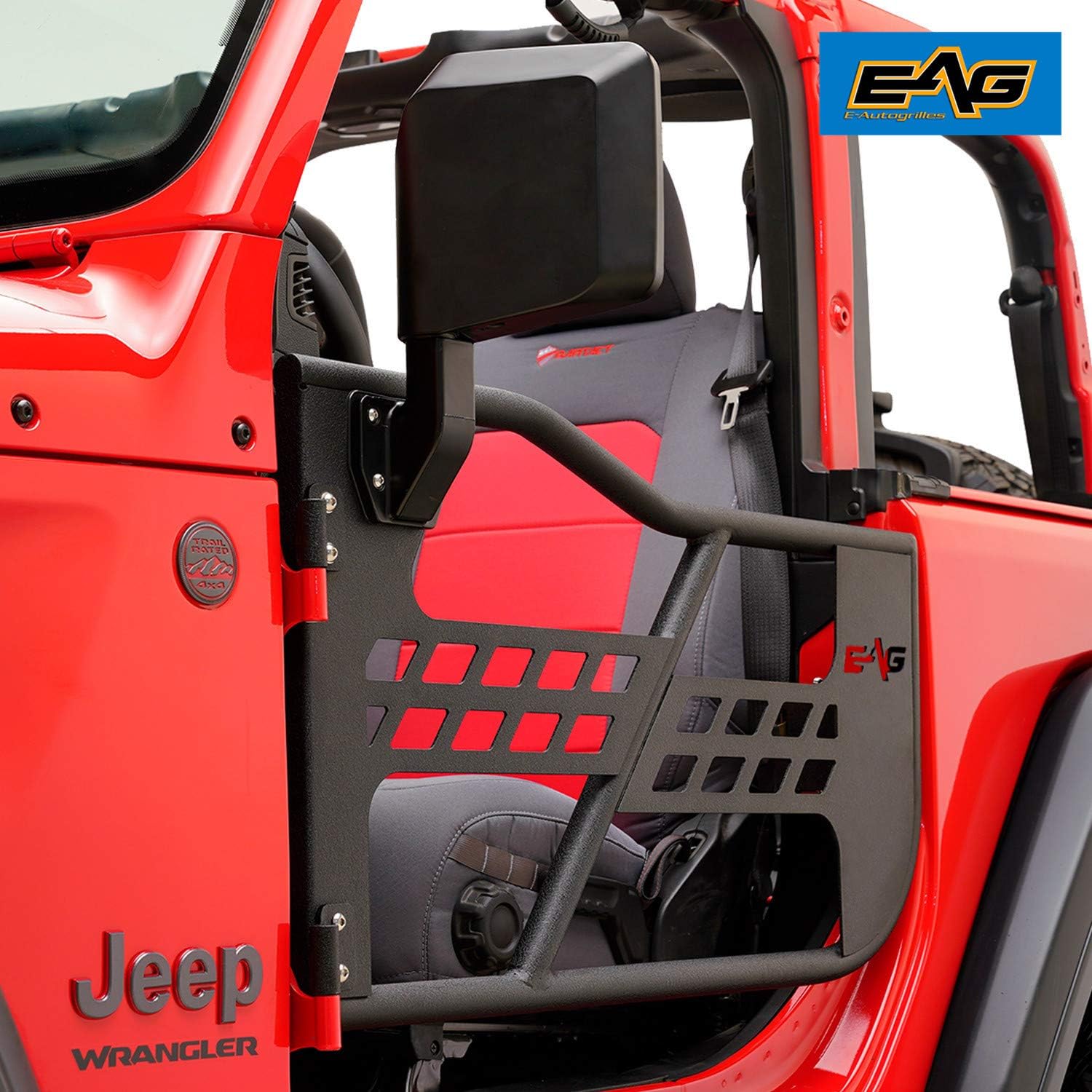 EAG Safari Tubular Door Black with Side View Mirror Fit for 18-22 Wrangler JL 2 Door