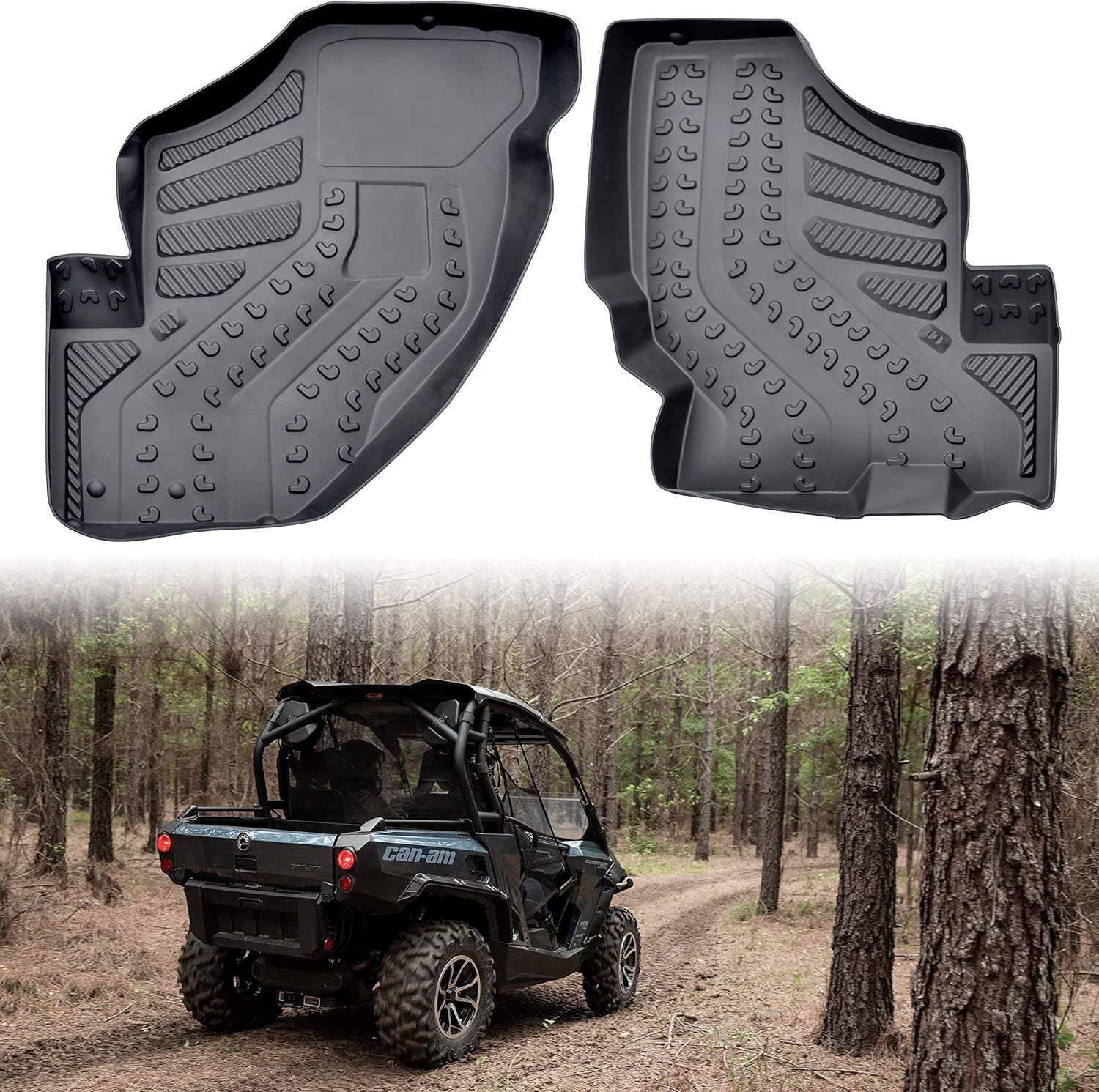 SAUTVS TPE Front Row Floor Liners Floor Mats for Can Am Commander/Maverick 2012-2020 Accessories, All Weather Protection Slush Mats