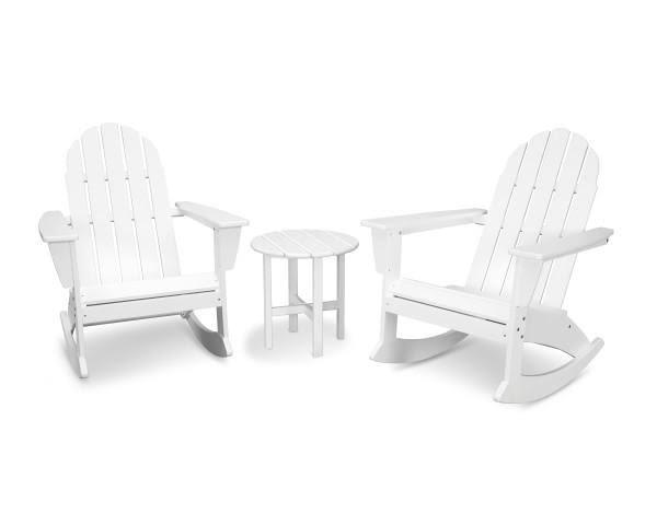 POLYWOOD Vineyard 3-Piece Adirondack Rocking Chair Set - Black