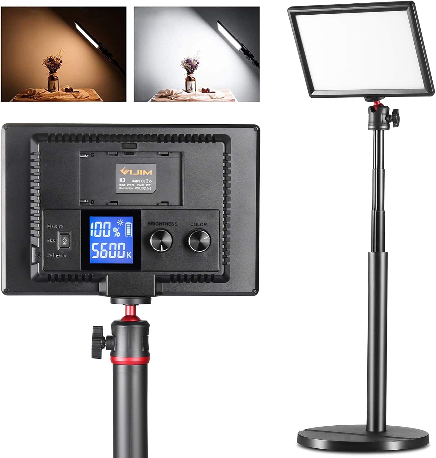 ULANZI Key Light, Professional Studio LED Panel Dimmable Bi-Color LED Video Light with LCD Screen and 28