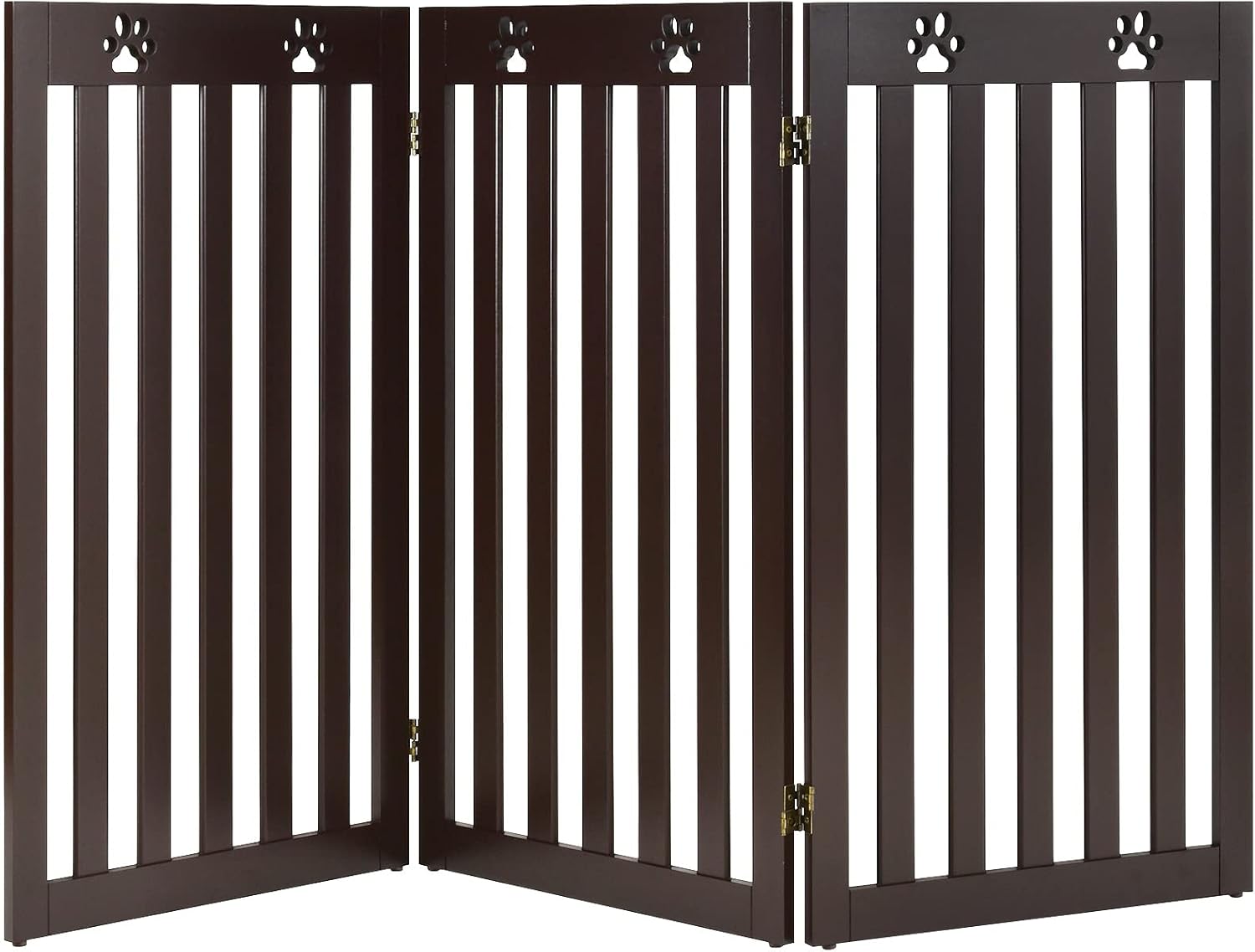 HAPPAWS Wooden Freestanding Pet Gate for Dogs, 24/36 inch High 3/4 Panels Dog Fence, Folding Convertible Puppy Pen Playpen, Indoor Cat Barrier for House, Doorway, Stairs Pack of 2