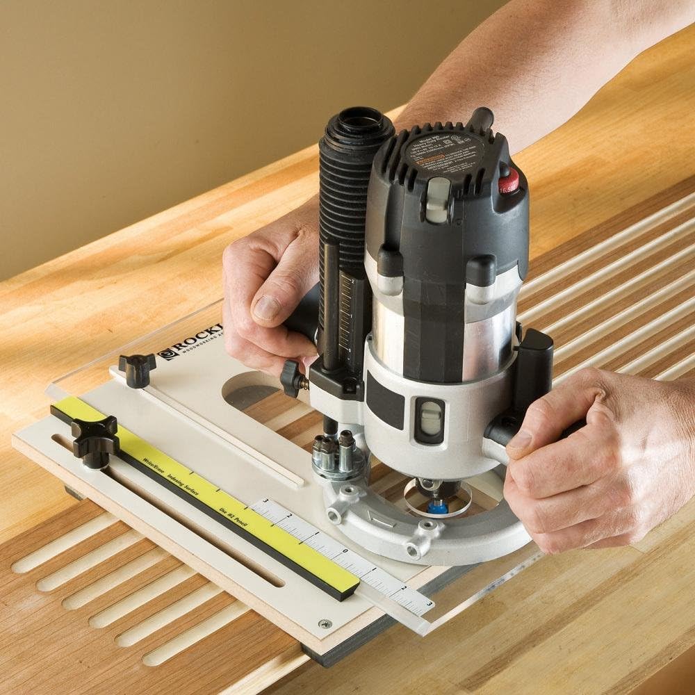 Rockler Router Fluting Jig - Router Jig for Perfect Flutes &ndash; Spline Jig is Easy to Custom Drill for Non-Standard Routers - Fluting Jig Built w/ MDF, Aluminum &ndash; Router Table Accessories