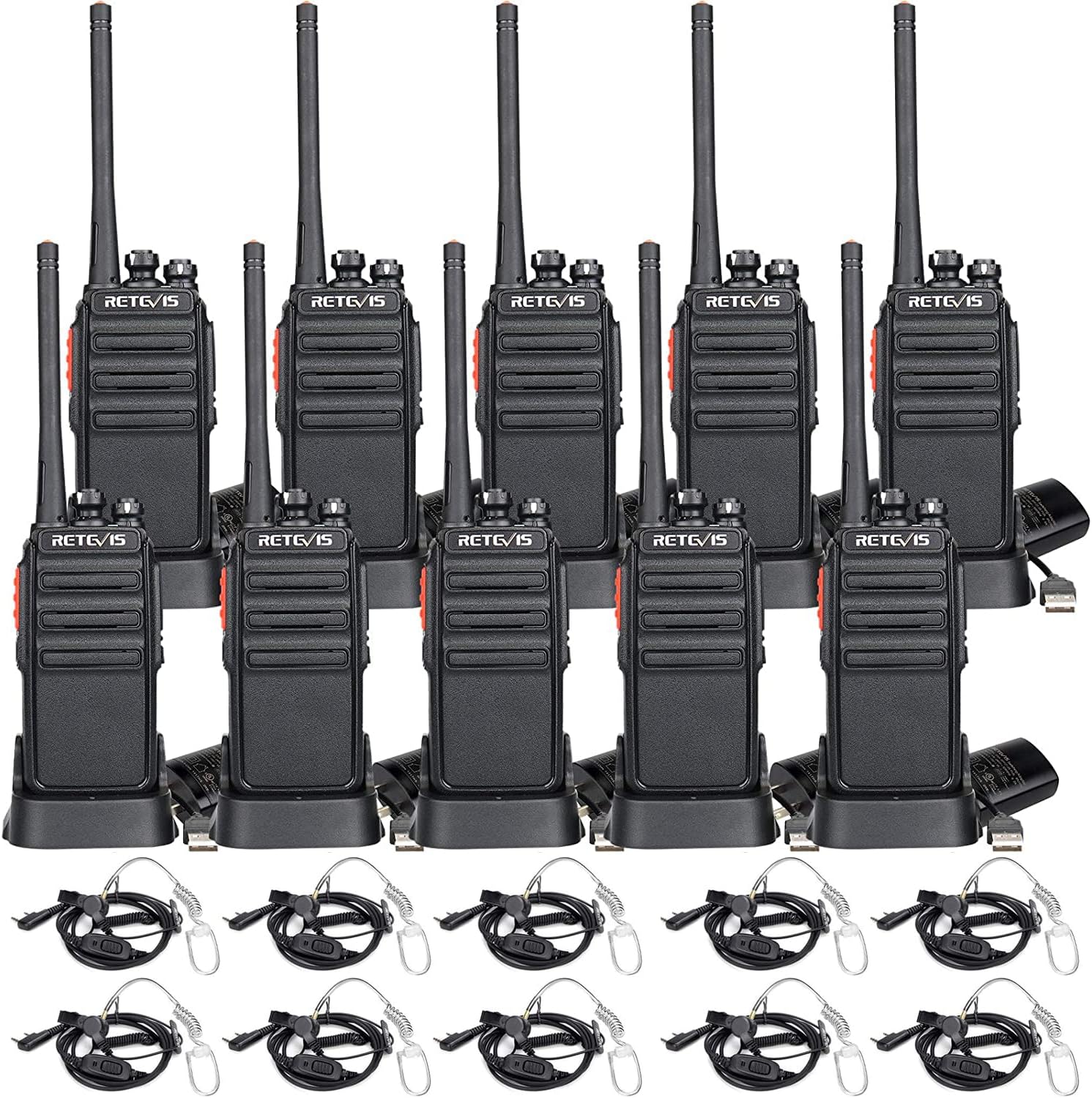 Retevis H-777S Long Range Walkie Talkies,2 Way Radios for Adults,Rechargeable Two Way Radio,VOX Hands Free Durable Strong Signal,Security Church School Business (10 Pack)