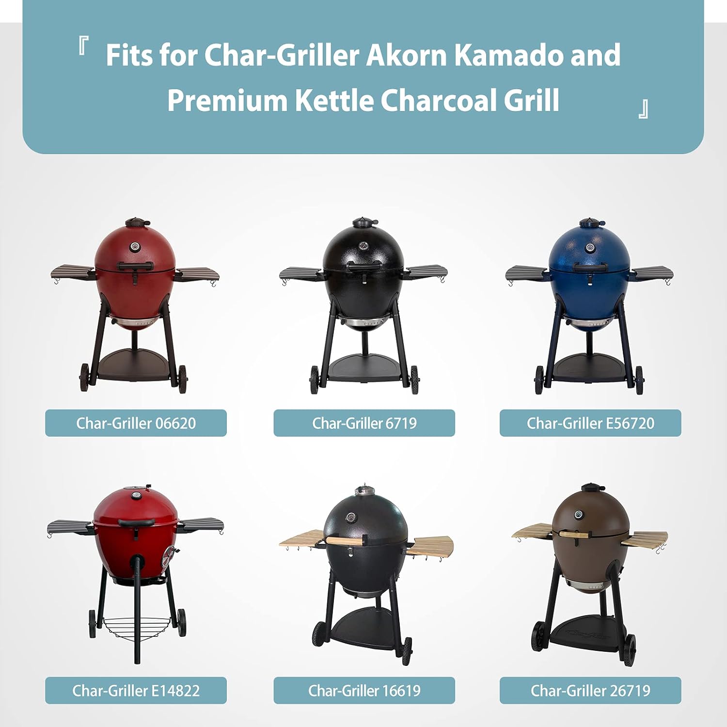 SHINESTAR 6755 Grill Cover for Char-Griller Akorn Kamado and Premium Kettle Charcoal Grill, Heavy Duty Waterproof Kamado Grill Cover, Black Pack of 2