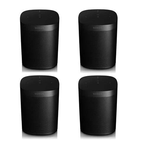 Sonos One 4 Pack (Gen 2) Smart Speaker with Built-In Alexa Voice Control, Wi-Fi, Black