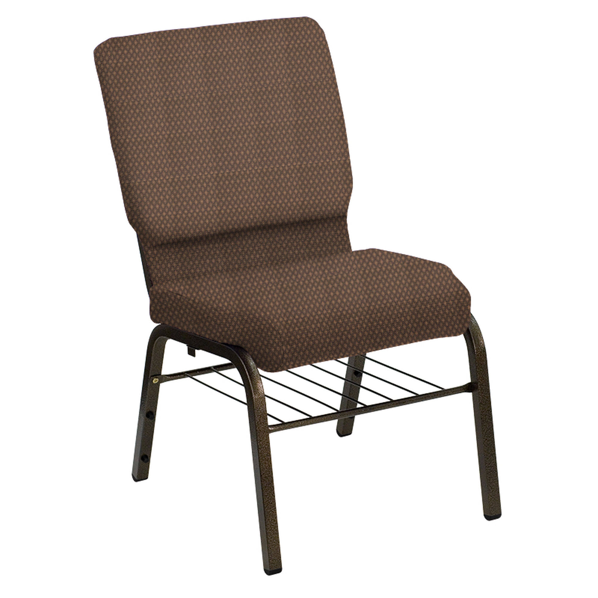 Flash Furniture Hercules Series 18.5x22W Church Chair in Bedford Log Cabin Fabric with Book Rack - Gold Vein Frame, NG-CH-185-GV