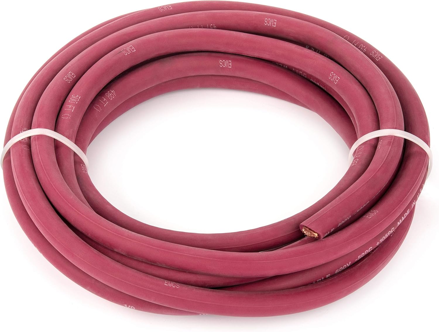 EWCS 1/0 Gauge Premium Extra Flexible Welding Cable 600 Volt - Red - 10 Feet - Made in The USA Pack of 2