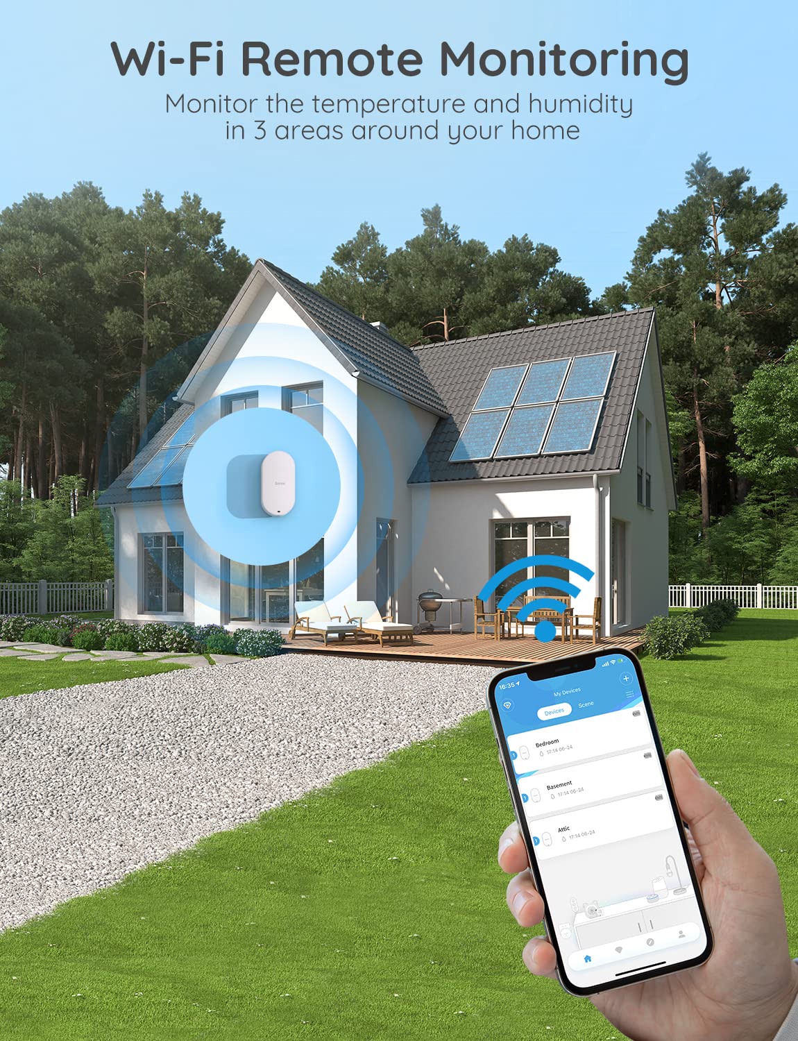 Govee WiFi Thermometer Hygrometer, Wireless Digital Indoor Temperature Gauge Humidity Monitor with App Alerts, for Home, Greenhouse, Basement, Pets, 3 Sensors and 1 Gateway (Supports 2.4G WiFi) Pack of 2