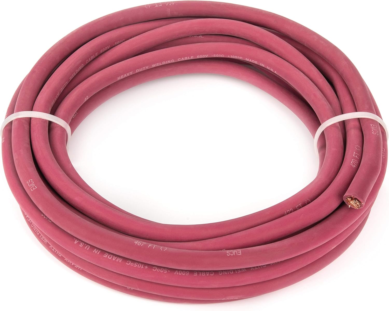 EWCS 2 Gauge Premium Extra Flexible Welding Cable 600 VOLT - Red - 20 Feet - Made in the USA Pack of 2