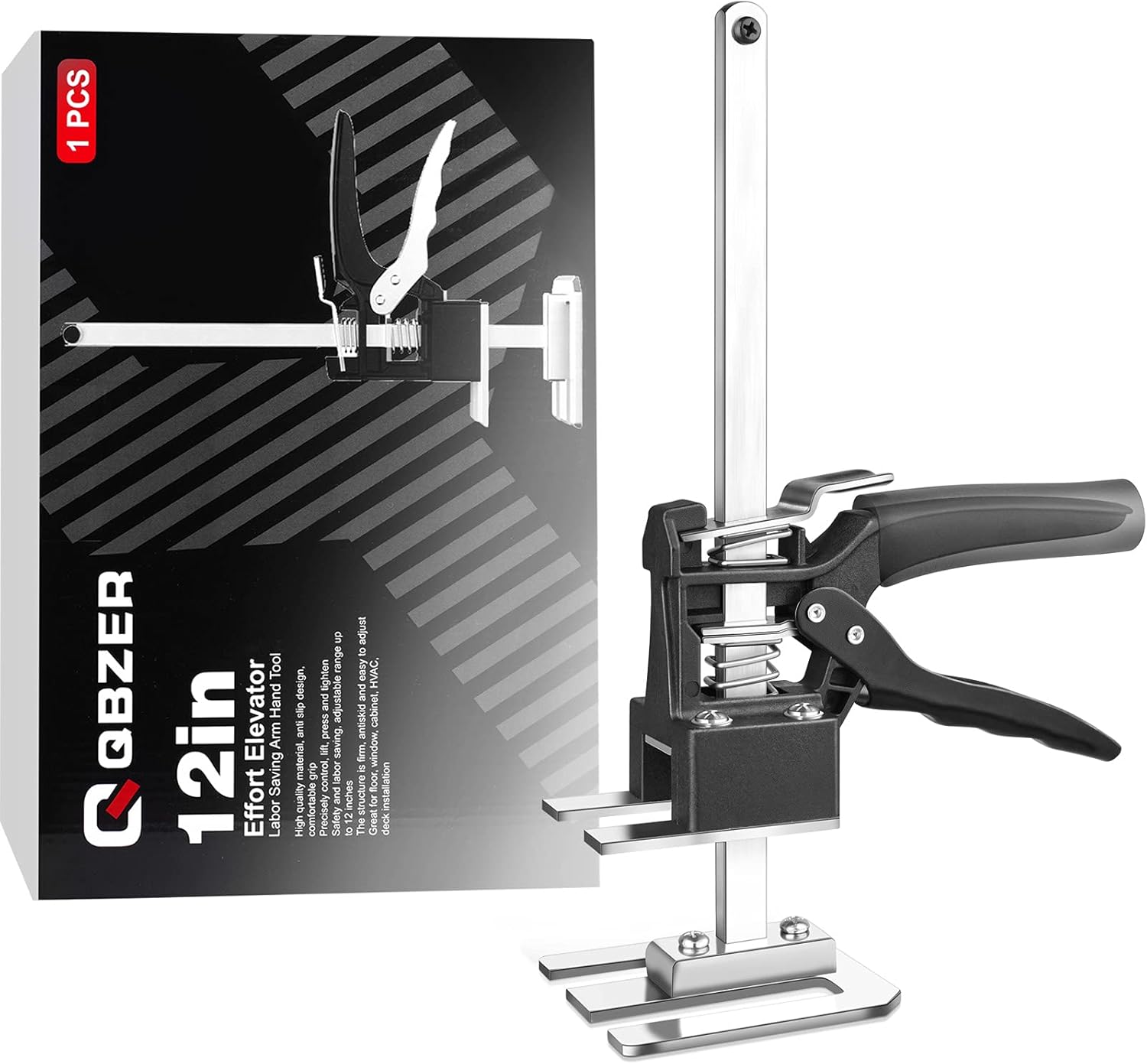 QBZER Effort Elevator | 12-Inch Labor Saving Arm Jack,Drywall Lift Hand Tool for Door Panel Lifting,Board Lifter,Cabinet Jack and Wall Tile Height Adjuster,Gift for Father and Husband