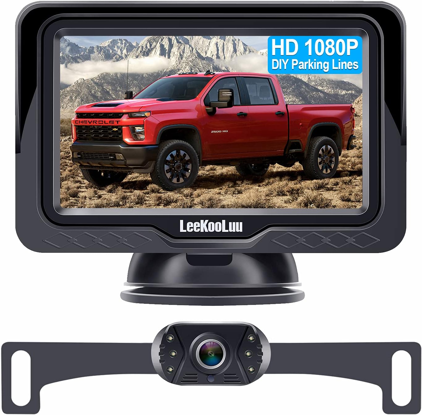 Backup Camera Rear View Monitor Kit HD 1080P for Car Truck Minivan Waterproof Night Vision DIY Grid Lines LeeKooLuu LK3