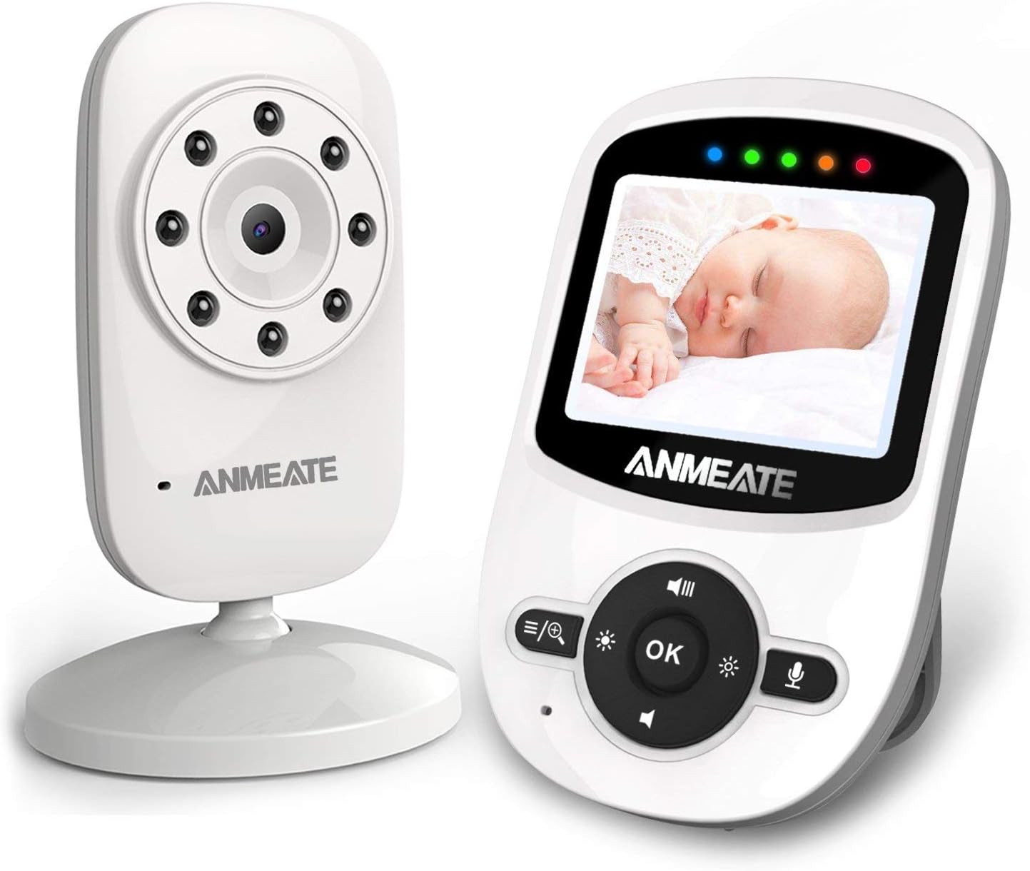 Video Baby Monitor with Digital Camera, ANMEATE Digital 2.4Ghz Wireless Video Monitor with Temperature Monitor, 960ft Transmission Range, 2-Way Talk, Night Vision, High Capacity Battery Pack of 2