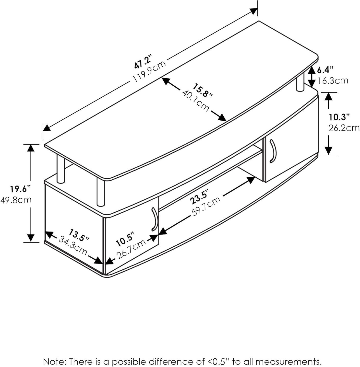 FURINNO JAYA Large Entertainment Stand for TV Up to 50 Inch, Blackwood Pack of 2