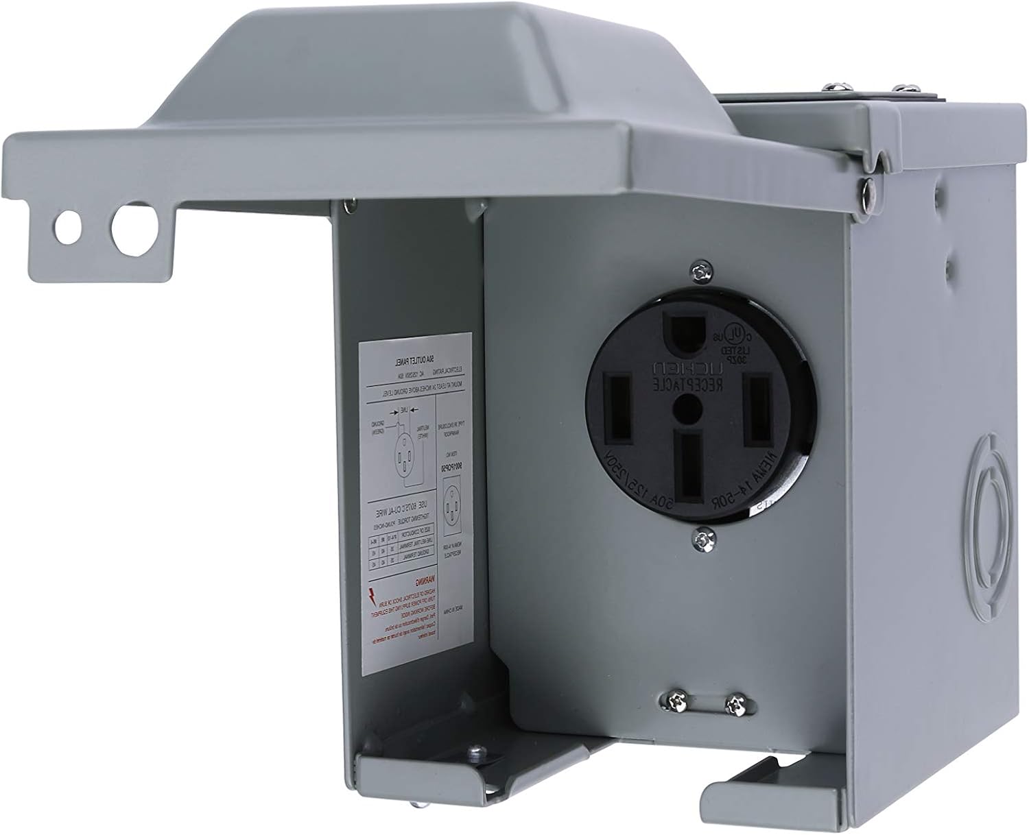 AA Ignition 50 Amp 125/250 Volt Power Outlet Box, Enclosed Lockable - For RV, Campers, Motorhome, Travel Trailer, Electric Cars, Generator - 3R Weatherproof Outdoor - NEMA 14-50R Receptacle Panel