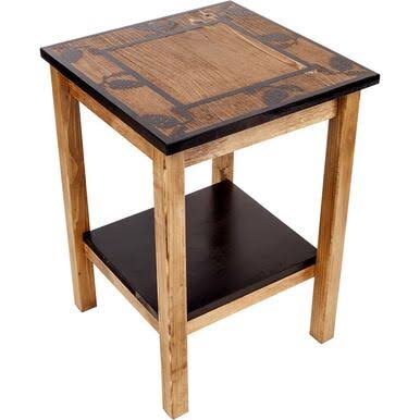 Missoula End Table with Pinecone Border, Black Forest Decor