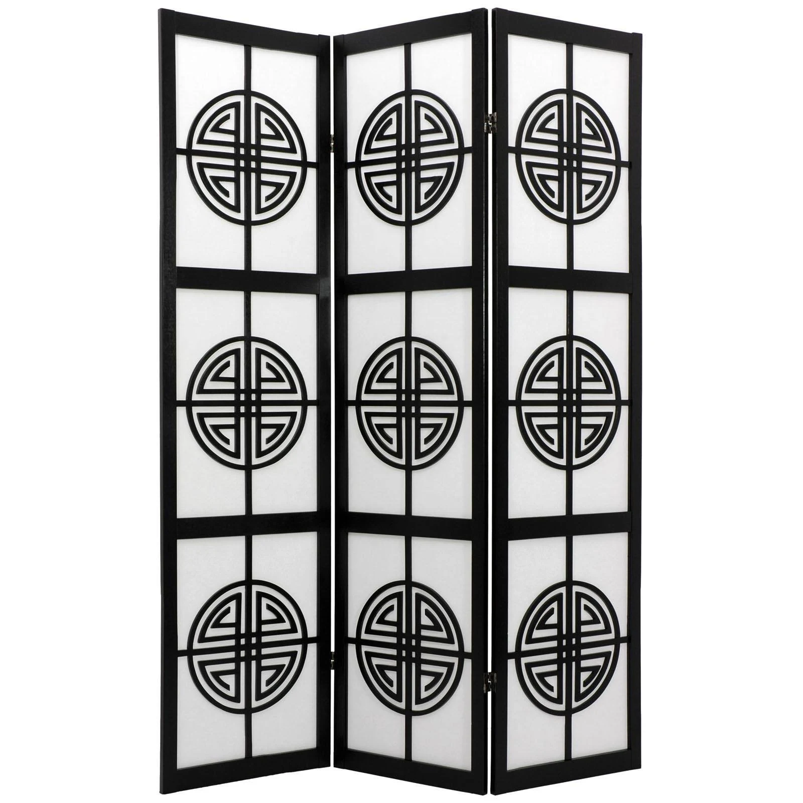 Oriental Furniture 6 ft. Tall Long Life Shoji Screen - 4 Panel - Black