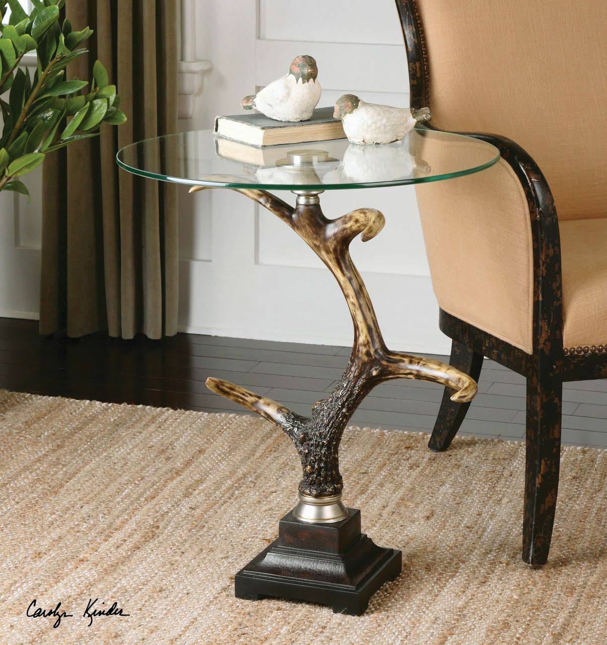 Uttermost Elegant Rustic Antler Accent Table