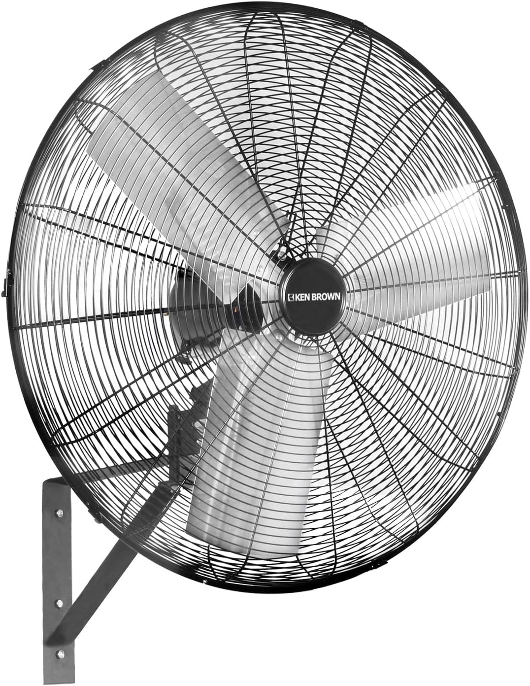 KEN BROWN 30 Inch Industrial Oscillating Wall Mount Fan 9500CFM,Heavy Duty Metal,High Velocity,2 Speed,Black
