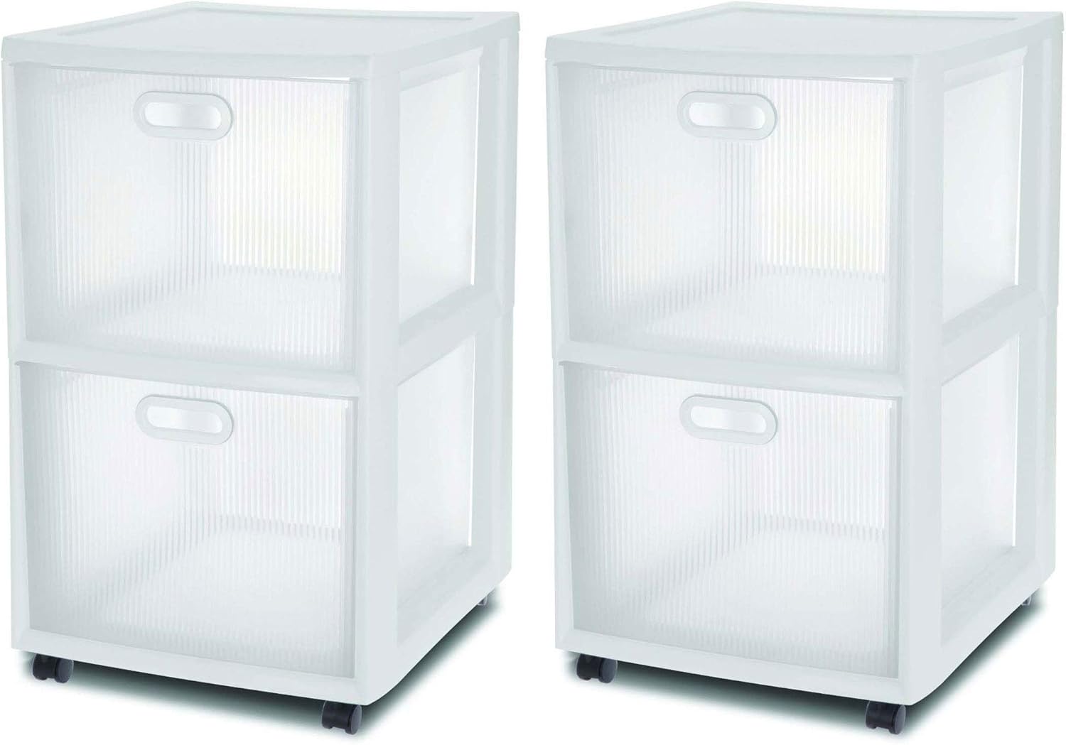 Sterilite 36208002 Ultra 2 Drawer Plastic Rolling Storage Container (2 Pack)