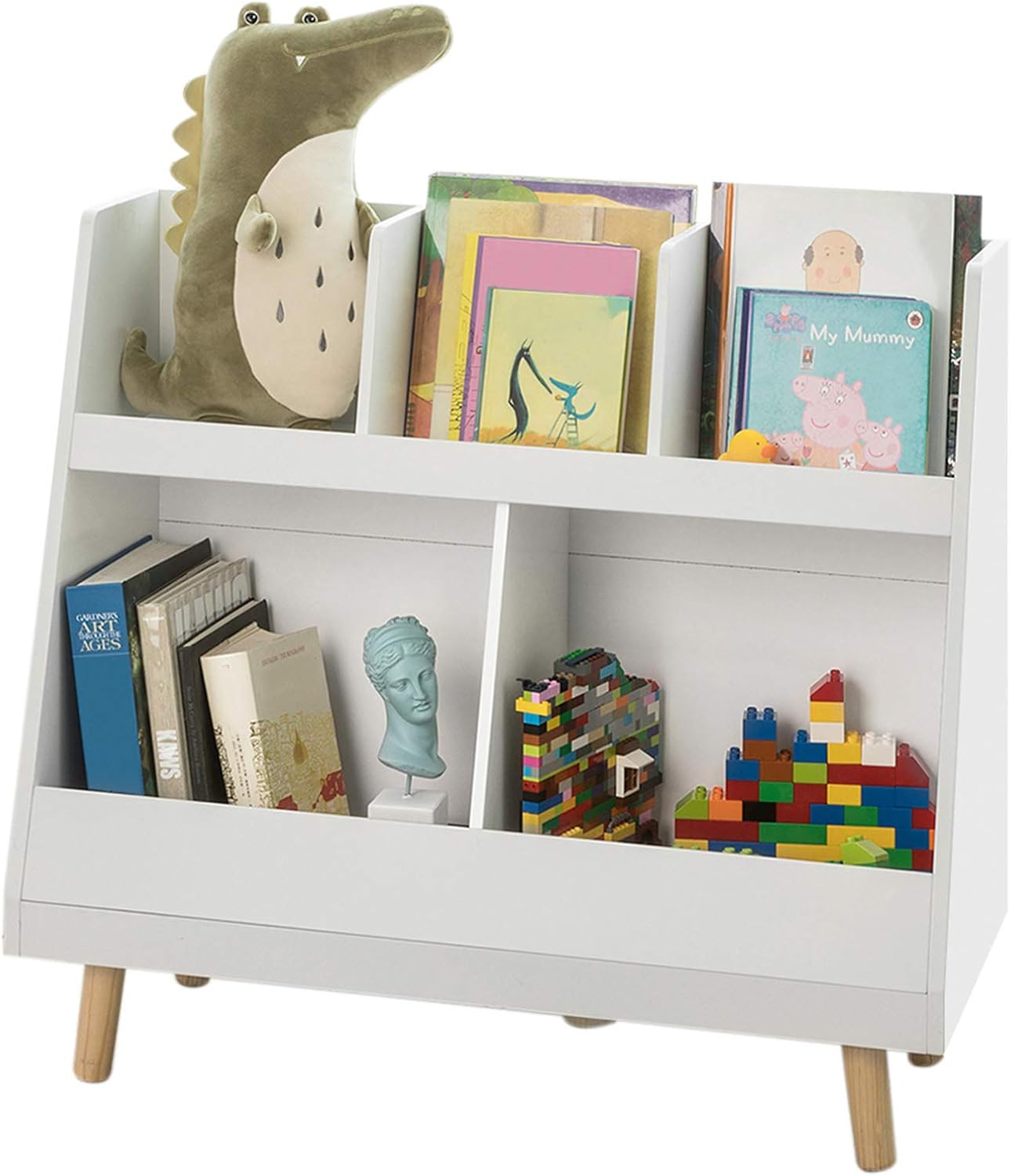 Haotian KMB17-HG, Children Kids Bookcase with Drawer and Wheels,Book Shelf Storage Display Rack Organizer Holder