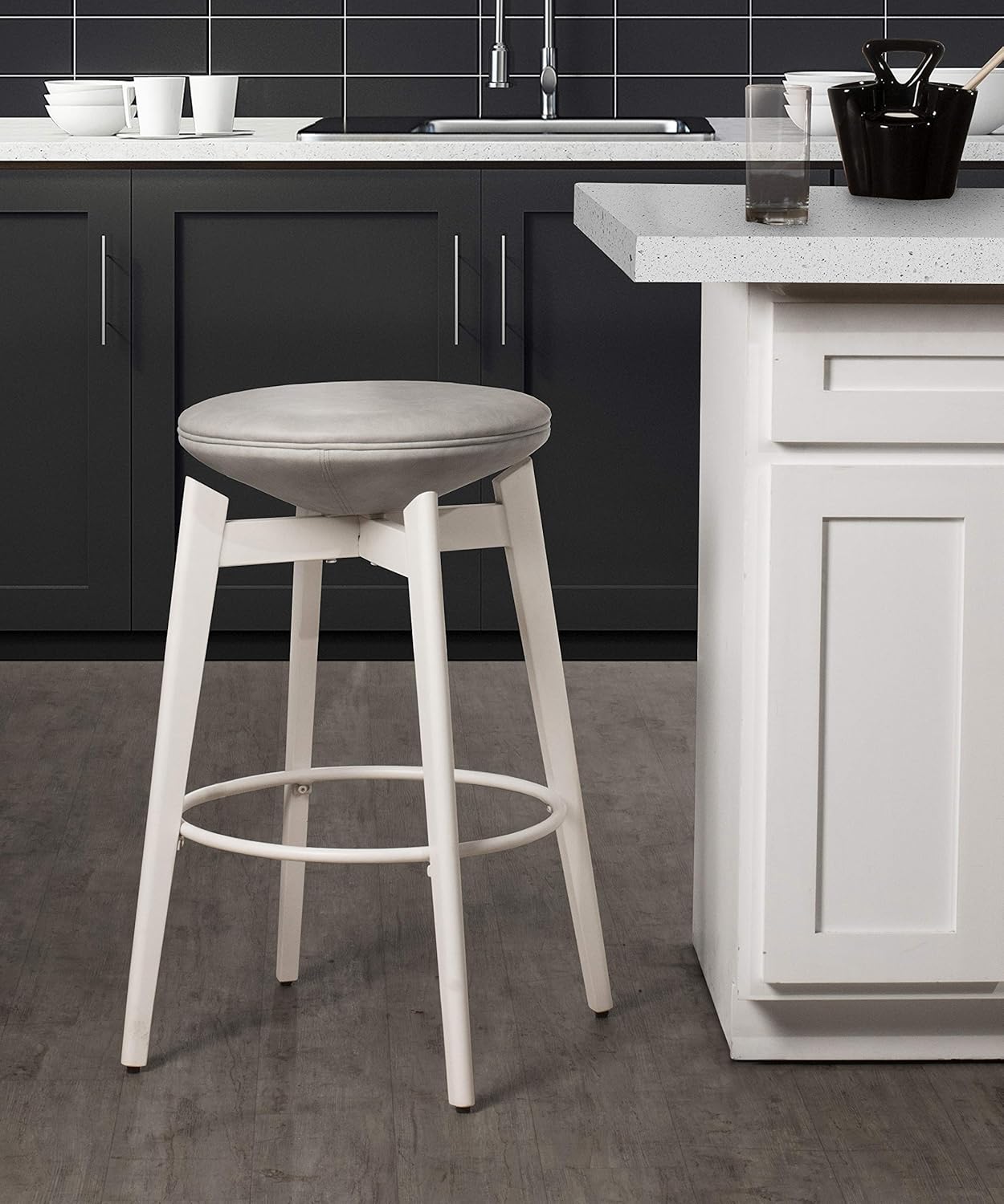 Hillsdale Genesis Backless Swivel Counter Height Stool, White