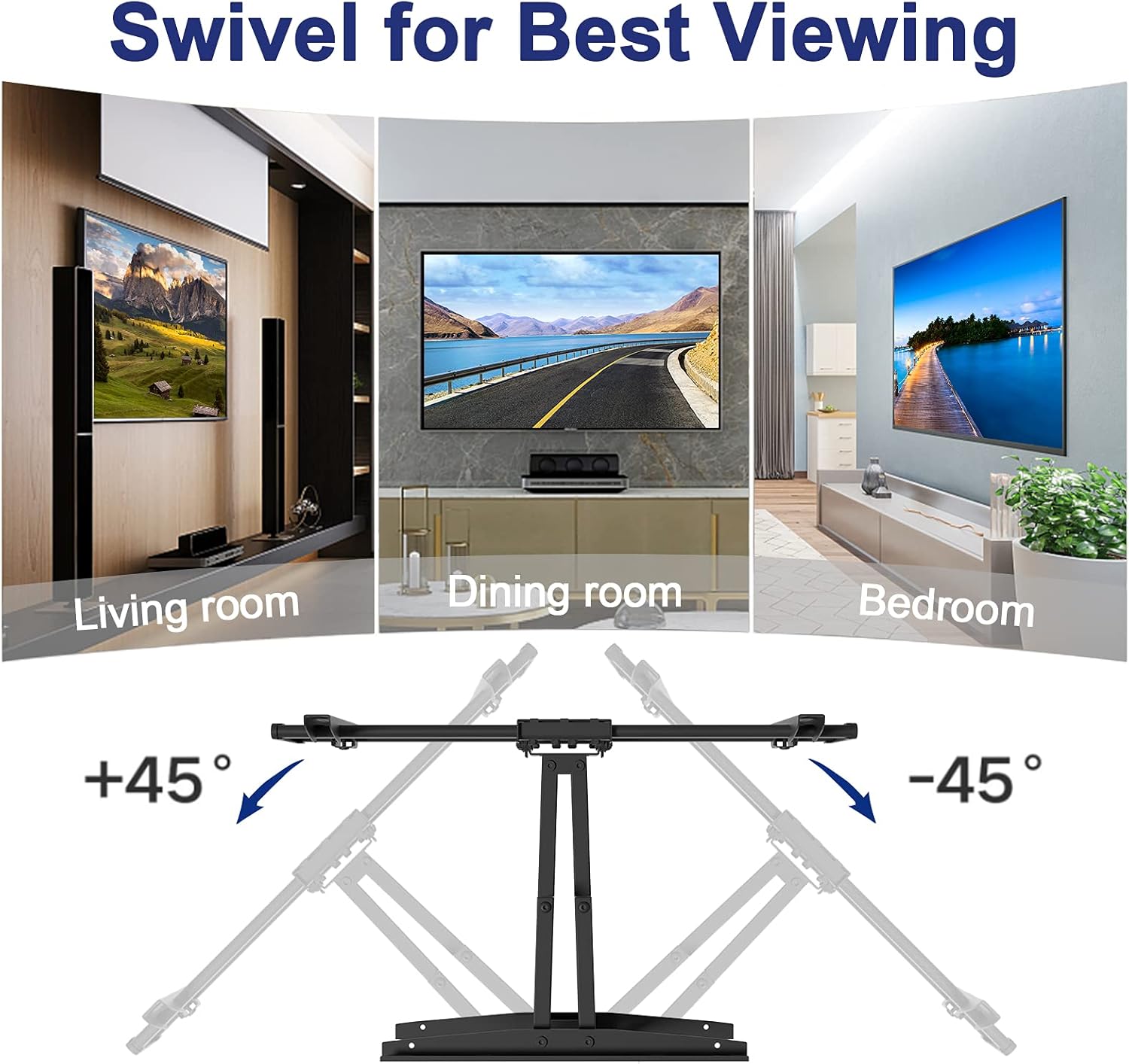 Rentliv Full Motion TV Wall Mount Bracket with Dual Articulating Arms Swivels Tilts Rotation for Most 37-70 Inch TVs,TV Mount Holds up to 132lbs, Max VESA 600x400mm Pack of 2