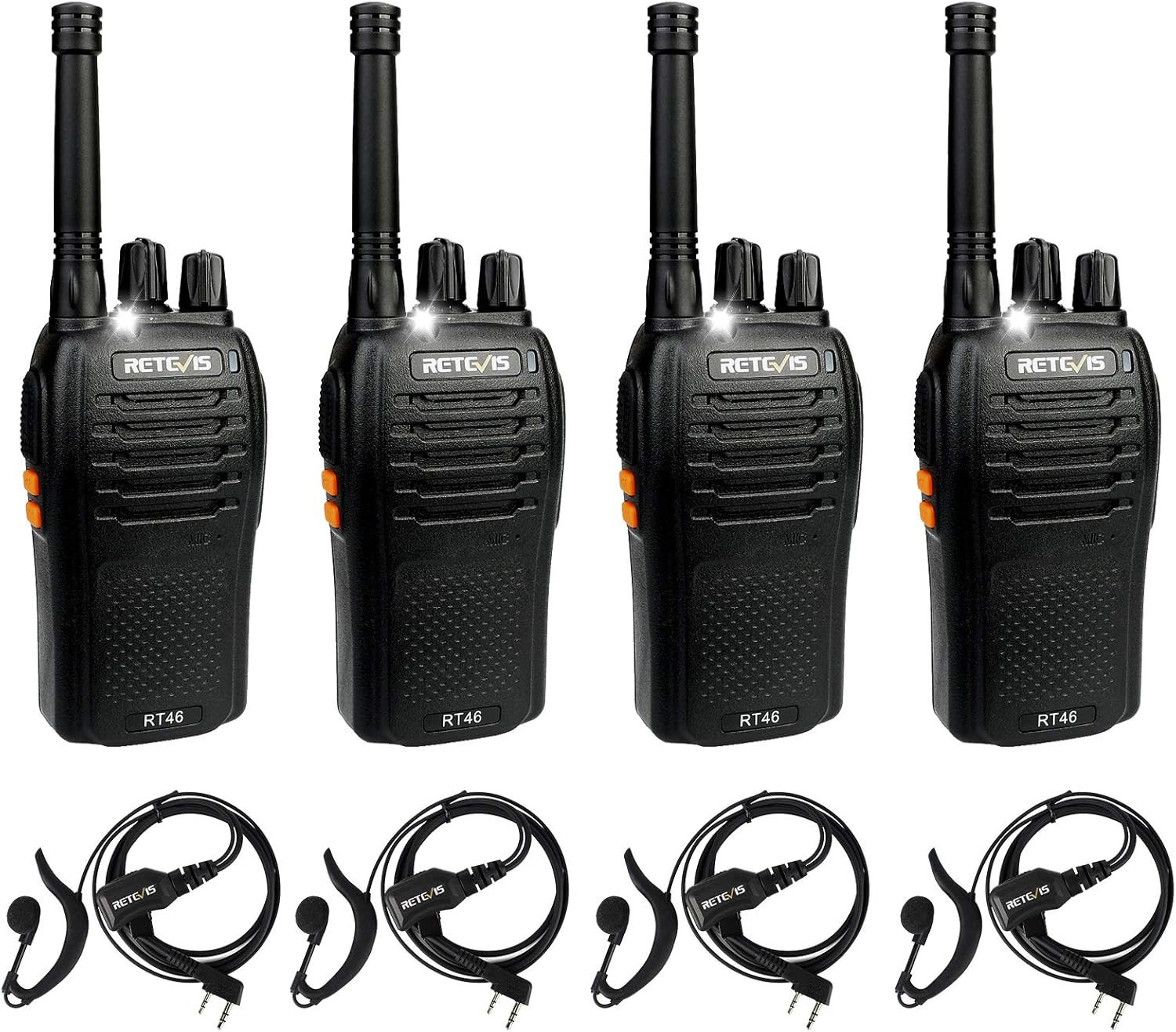 Retevis RT46 Mini Walkie Talkie, Small Two Way Radio with Headset, Portable Handheld Transceiver, Long Range Walky Talky Rechargeable for Family, Camping, Walking(4 Pack) Pack of 2